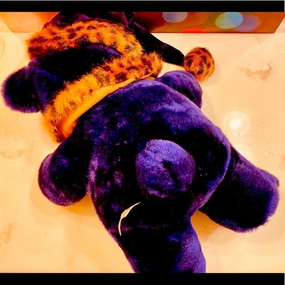 Dan Dee Collector's Choice Leopard Print Hat Royal Purple Plush Teddy Bear 13" - Picture 5 of 8